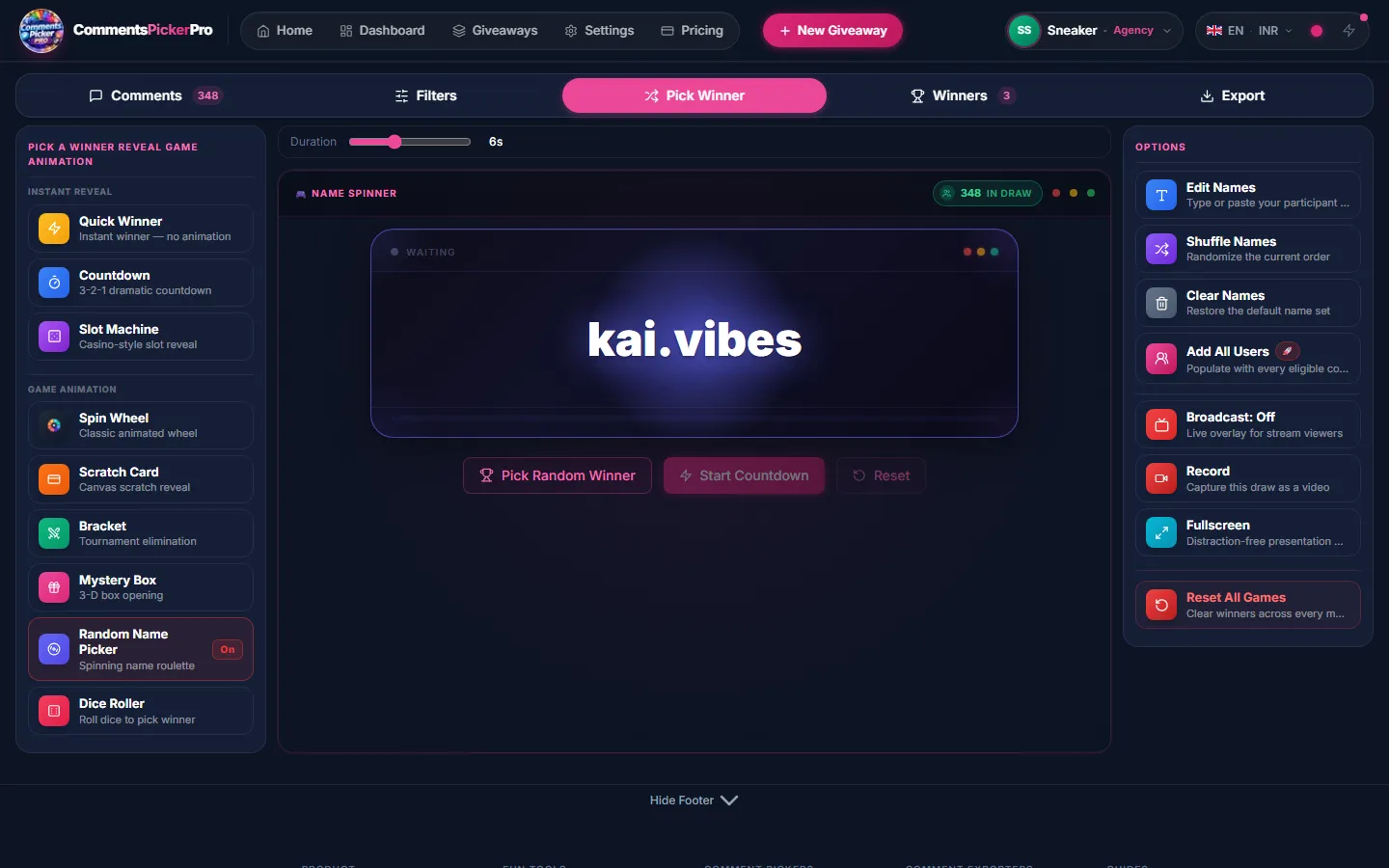 A reveal worth watching. — CommentsPickerPro app screen